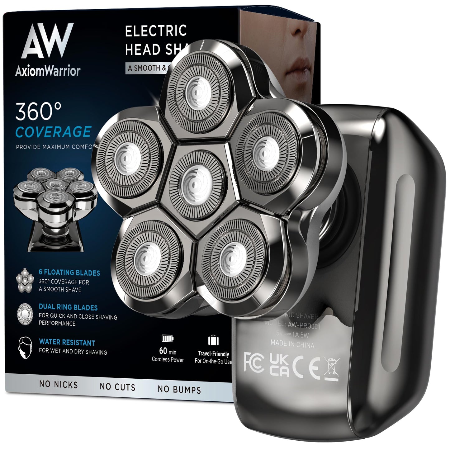 Electric Head Shaver For Bald Men: Waterproof Cordless Electric Razor For Bald Head & Hair Shaving - Close Shave, Skin-Friendly,