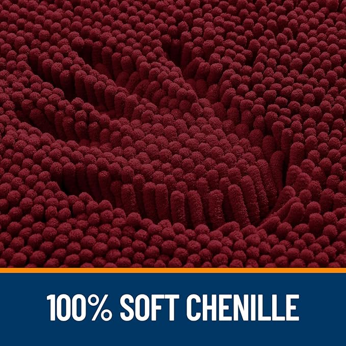 OLANLY Bathroom Rugs 70x46, Extra Soft Absorbent Chenille Bath Rugs, Rubber Backing Quick Dry, Machine Washable Bath Mats for Bathroom Floor, Tub and Shower, Home Decor Accessories, Burgundy