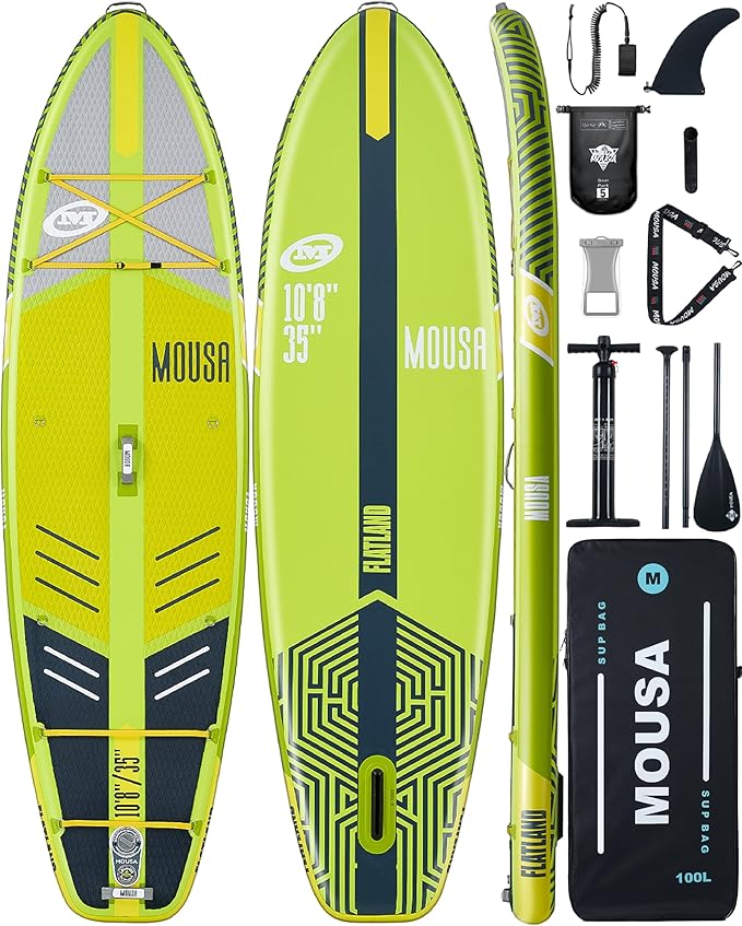 MOUSA 10‘8/11'×35" Extra Wide Inflatable Stand Up Paddle Board, Stable Paddleboard SUP for 2 People/Family, Anti-Slip Full...