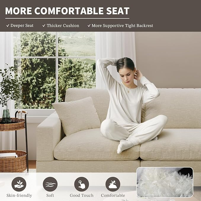 Cloud Couch Modular Sectional Sofa for Living Room, Convertible Upholstered Comfy Couches Deep Seat Sofa Sleeper Sofa Bed, Removable & Washable Cushion Covers, Filled with Down Cotton