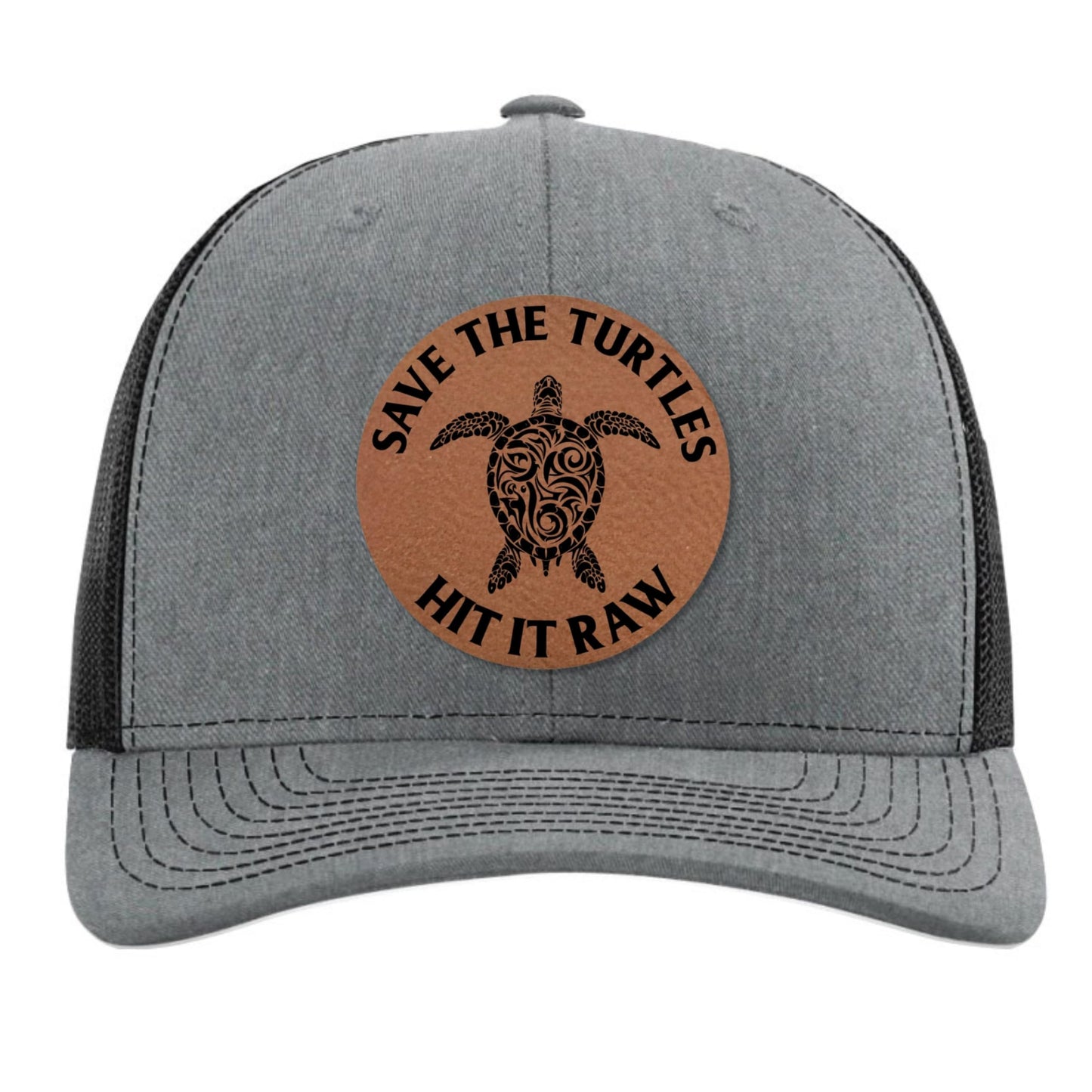 Save The Turtles Hit It Raw Hat - Funny Comedy Hat - Plastic Straws Environment - Beach Hats for Men - Fathers Day Christmas Birthday Gift for Dad Husband Son Boyfriend - Richardson 112 Trucker Hat