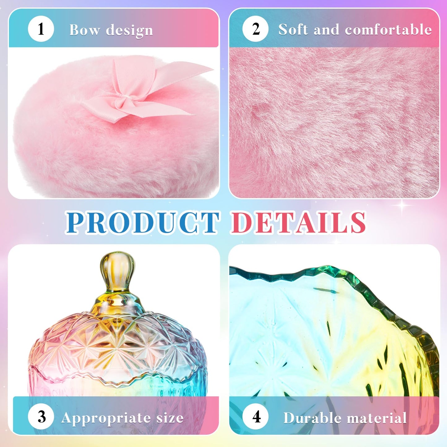 Tioncy 4 Pcs Large Body Powder Puff and Container Extra Large Body Powder Puff Dish Soft Washable Reusable Fluffy Makeup Sponge