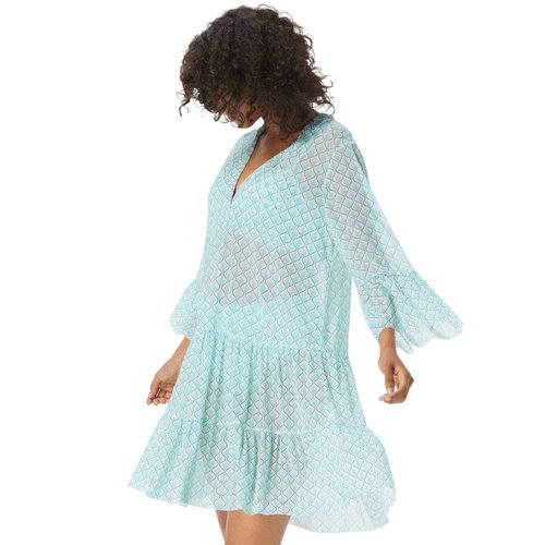 COCO REEF Enchantment Loose Fit Summer Dress – Swimsuit Cover Up Tunic for Resort, Cruise, or Beach Vacation, Blue, Small