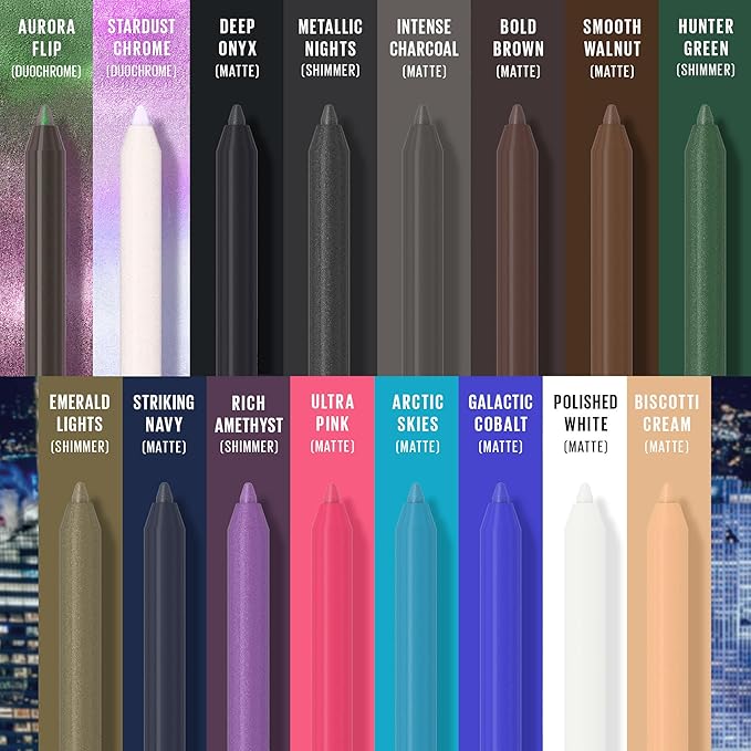 MAYBELLINE Tattoo Studio Long-Lasting Sharpenable Eyeliner Pencil, Glide on Smooth Gel Pigments with 36 Hour Wear, Waterproof, Aurora Flip, 1 Count