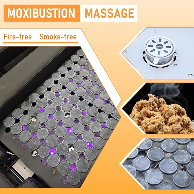 Japanese Head Spa Equipment, Moxibustion Moxa Shampoo Bed, Head/Feet/Back Massage Therapy Table, with Foot Bath Basin, Bianstone Magnetic Therapy, for Spa Beauty Salon Barber (D)