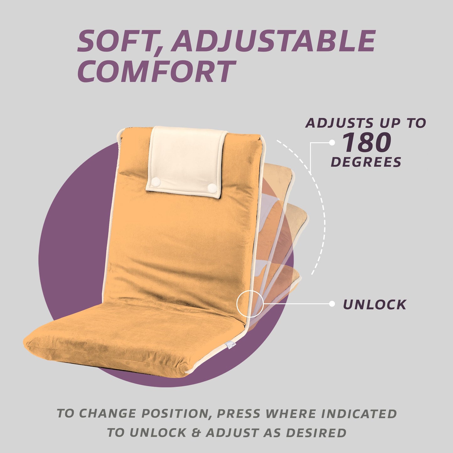 bonVIVO II Floor Chair with Back Support - Adjustable Gaming & Meditation Chair, Portable Folding Sofa Sleeper, Folds Flat - Beige