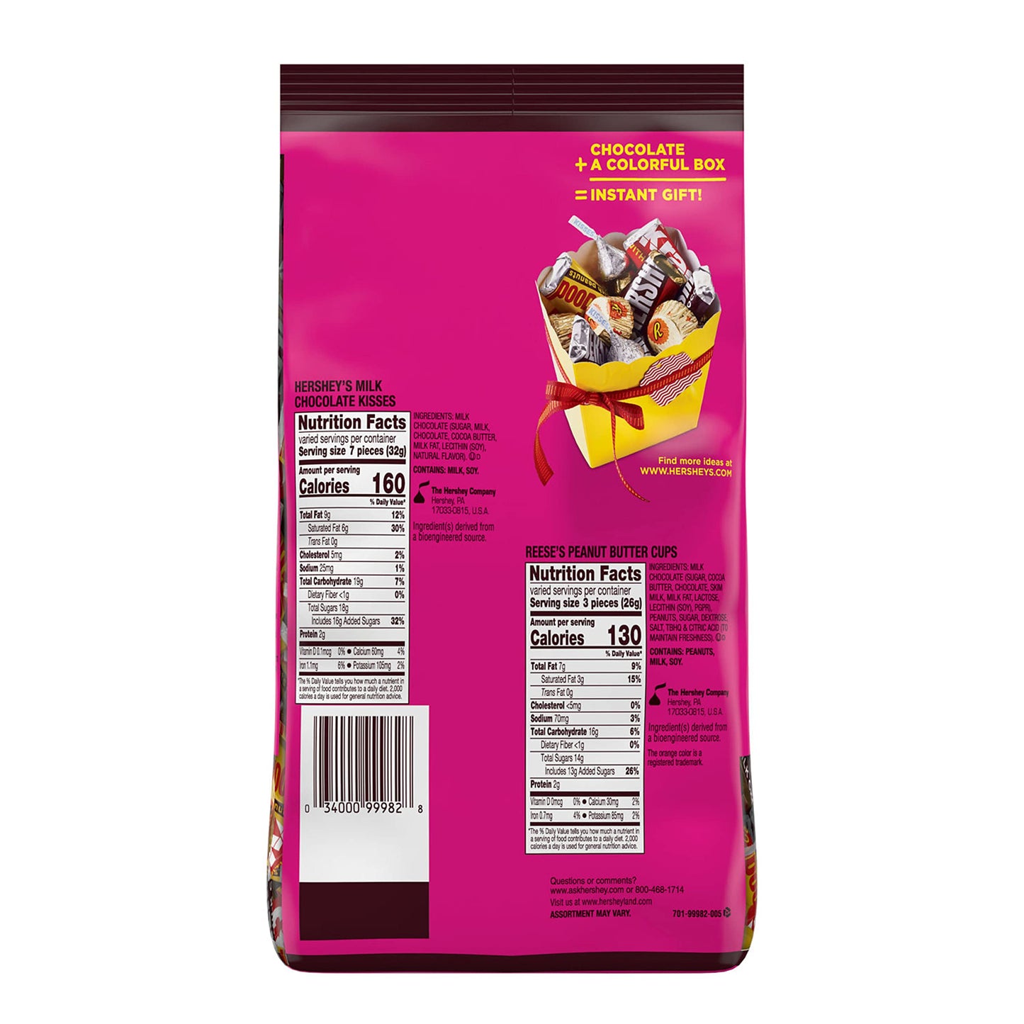 HERSHEY'S and REESE'S Assorted Chocolate Flavored Candy Party Pack, 35 oz