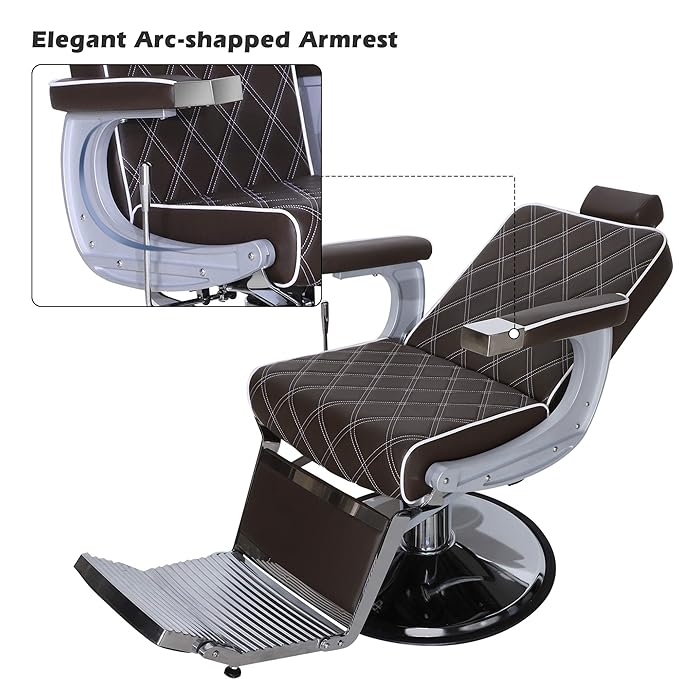 BarberPub Heavy Duty Metal Vintage Barber Chair All Purpose Hydraulic Recline Salon Beauty Spa Shampoo Equipment 3825 (Brown)