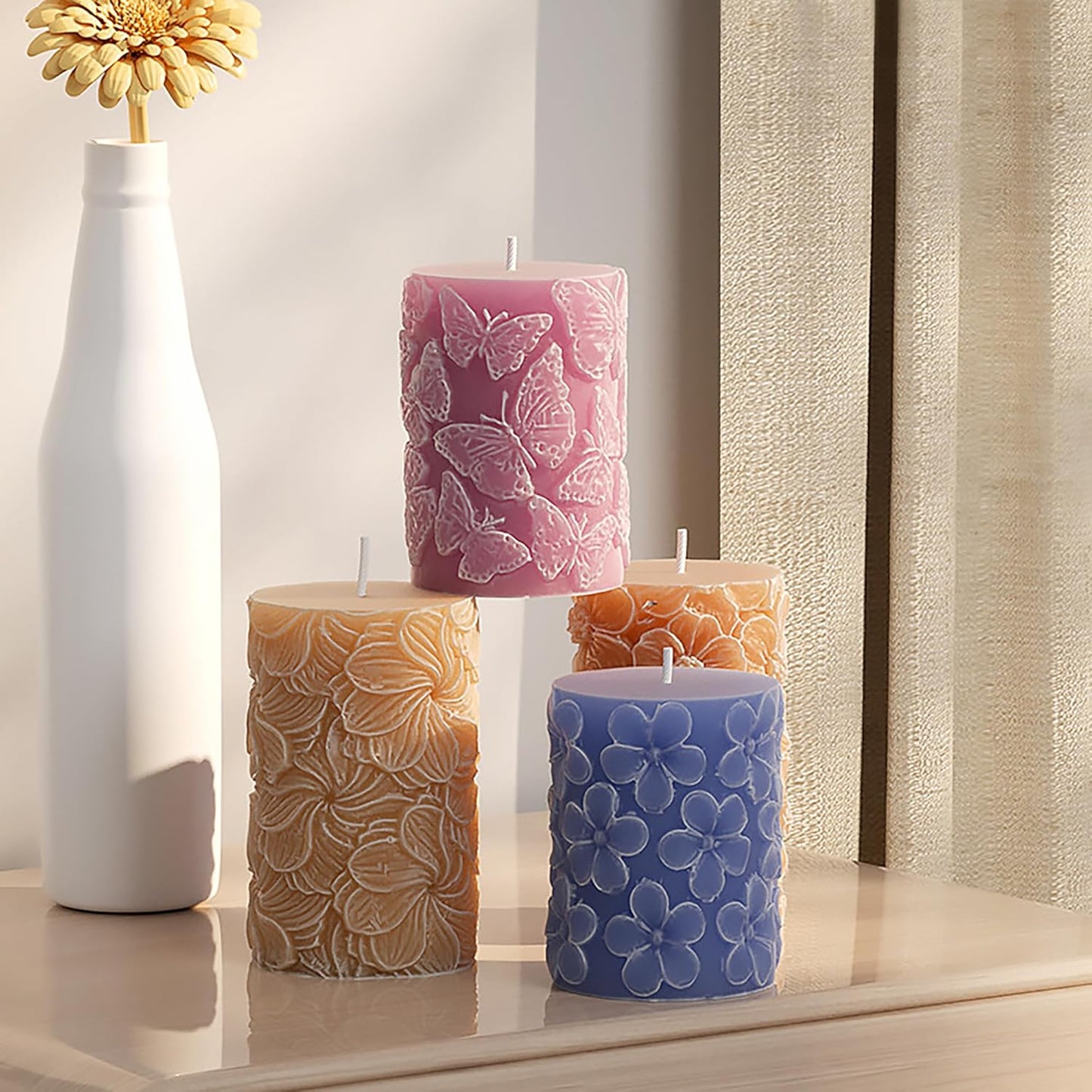 Cylinder Molds Silicone Wave Spiral Candle Mold - Silicone Resin Casting Molds for Candle & Resin & Soap Craft Supplies (cr-Petal-x5)