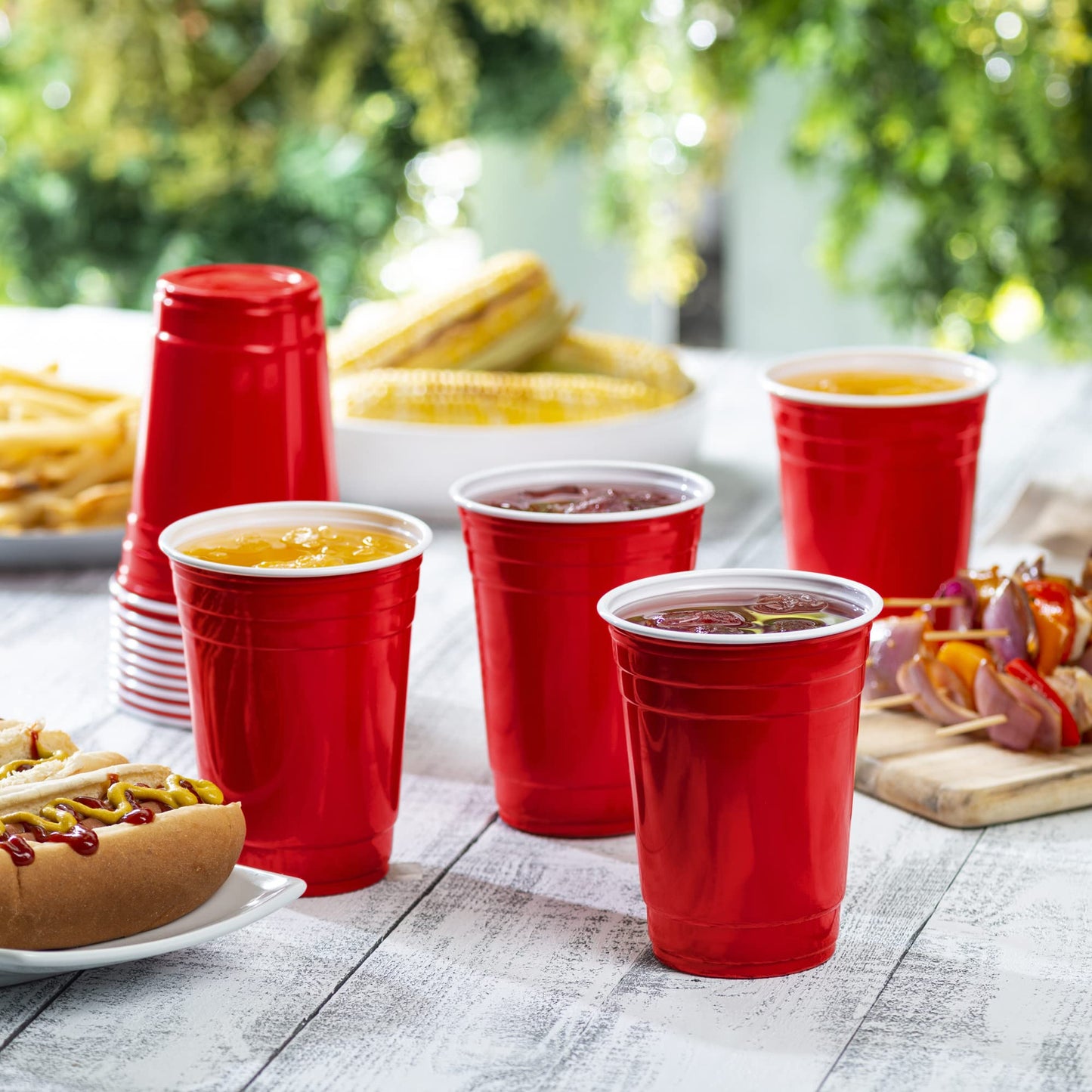 GUSTO [18 oz. - 50 Count] Disposable Plastic Red Cups, Party Drinking Cups for Events and Everyday Use