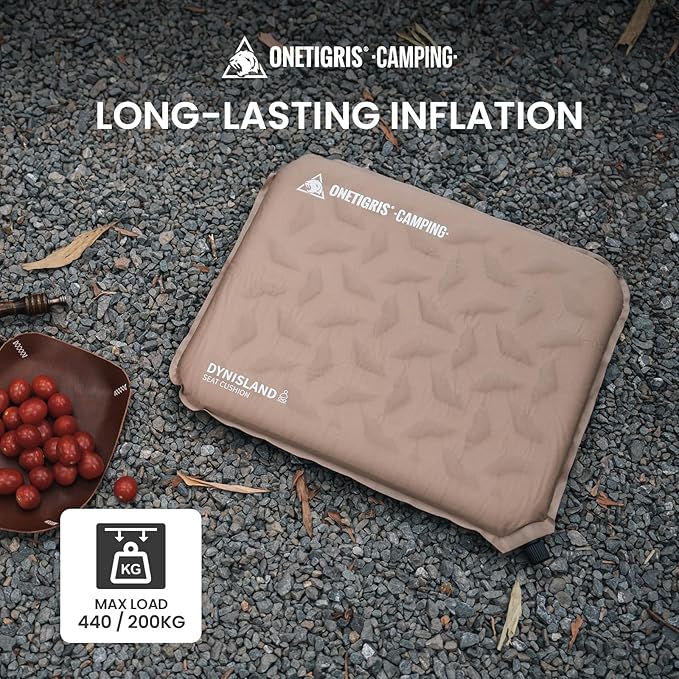 ONETIGRIS Inflatable Seat Cushion - Lightweight & Waterproof Inflatable Camping Seat Cushion Travel Cushion Stadium Seat Office Chair Car Pad