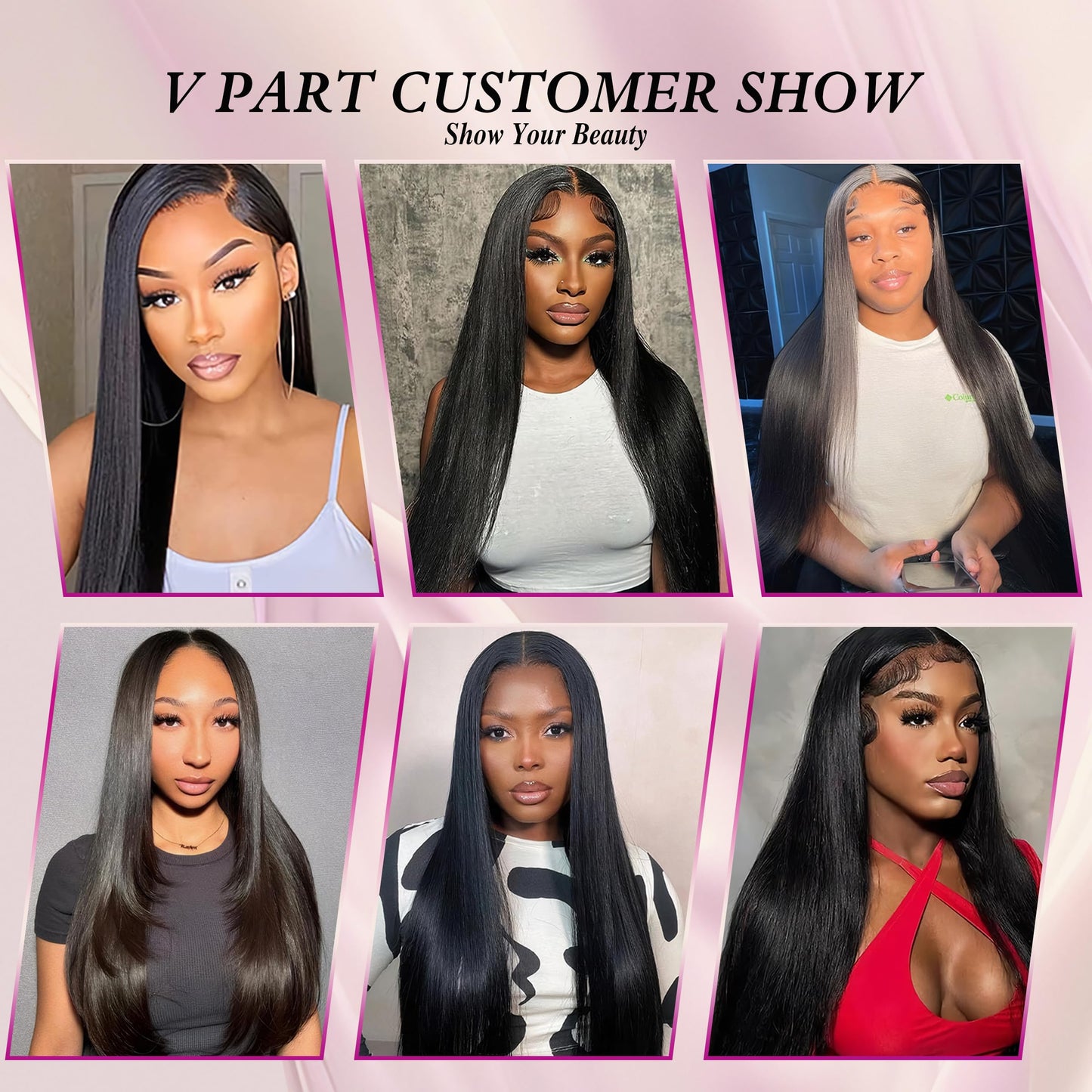 V Part Wig Human Hair Straight Human Hair Wigs Upgrade U Part Human Hair Wig for Women No Leave Out No Sew In 200% Density Natur