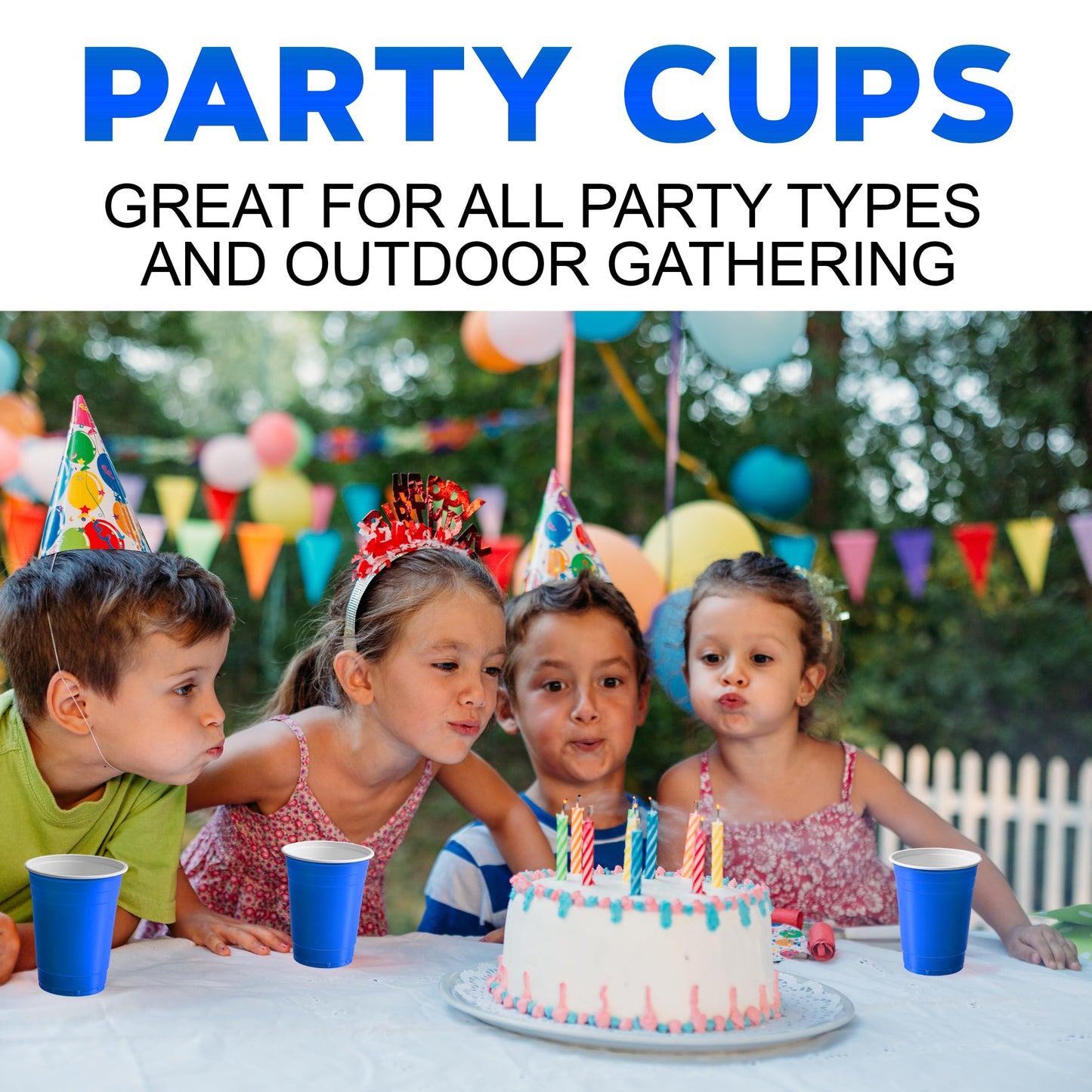 PAMI Blue Plastic Party Cups [Pack of 30]- 16oz Disposable Drinking Glasses- Colored Plastic Glasses For Iced Tea, Smoothies, Punch, Beer, Cocktails & Cold Drinks- Beerpong Cups