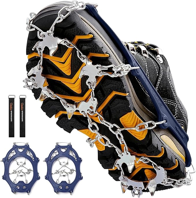 Crampons Ice Cleats Traction Snow Grips for Boots Shoes Women Men Anti Slip 19 Stainless Steel Spikes Safe Protect for Hik...