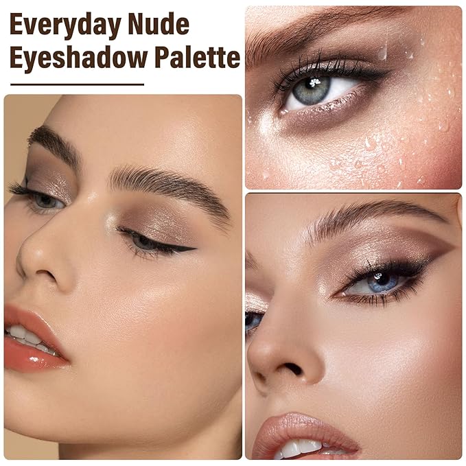 Boobeen 6 Colors Nude Eyeshadow Palette, Matte Shimmer Eyeshadow Makeup Palette for Neutral Smokey Bronze Eye Makeup