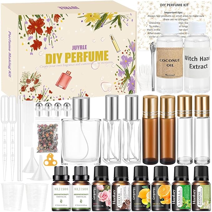 JUYRLE Perfume Making Kit- DIY Roller Perfume Making Kits for Women, Make Your Own Scent with Essential Oil, Bottle, Rolle...