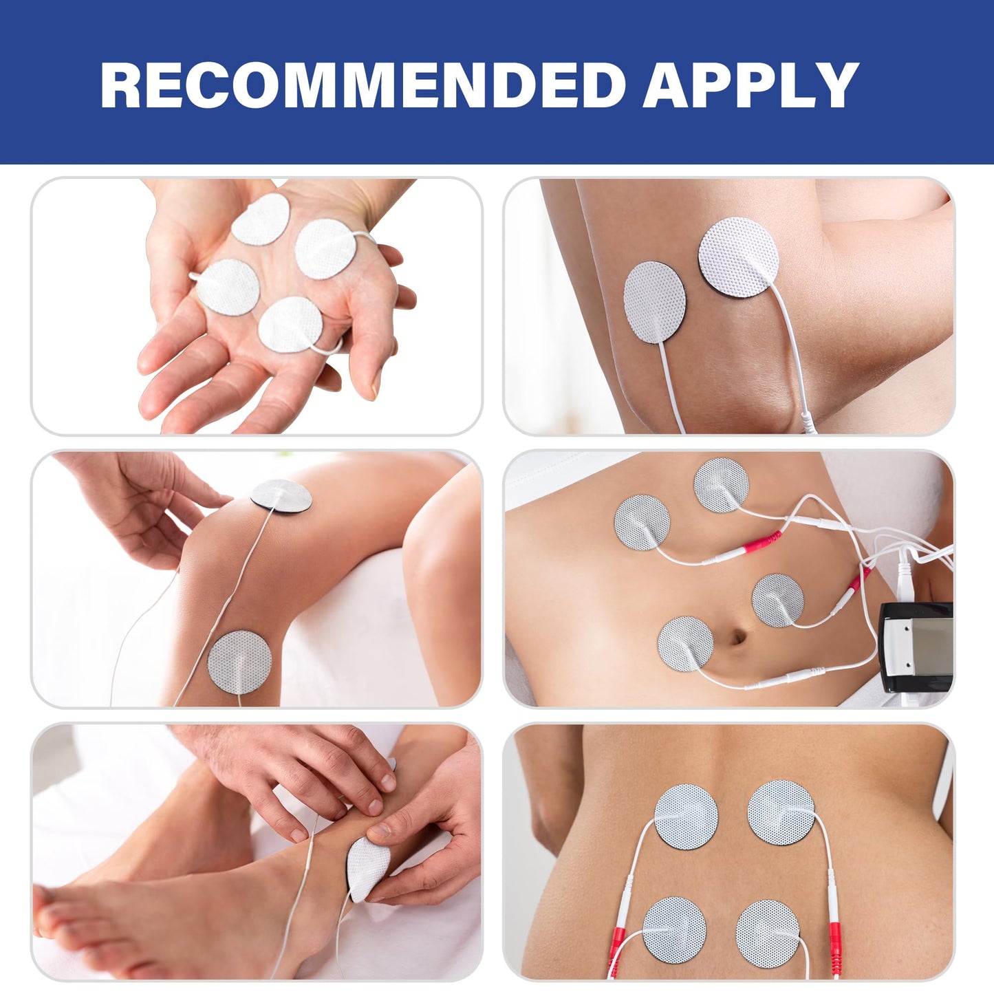 LotFancy TENS Unit Electrode Pads, 40PCS Round Electrodes Pads, 1.25" Reusable TENS Pads for EMS Muscle Stimulator, with 2.0 mm Pigtail Connectors