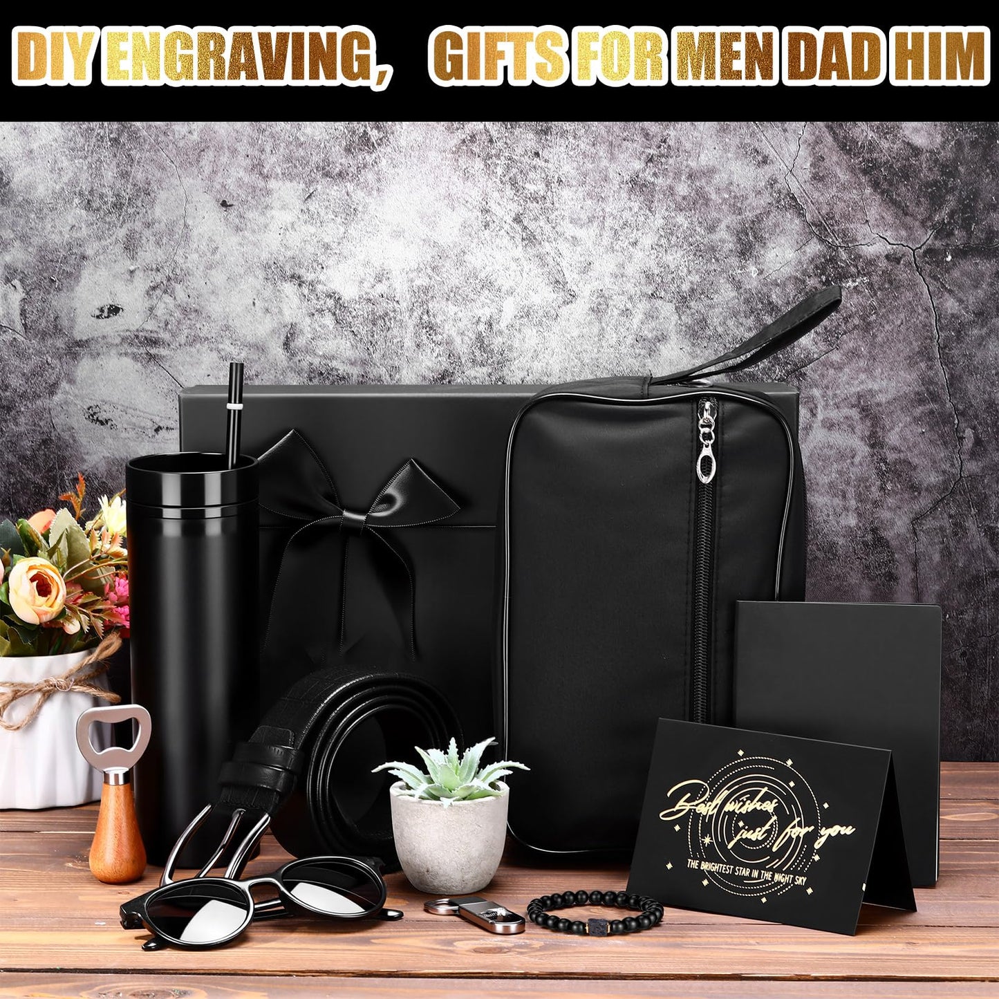 Skylety 12 Pcs Birthday Gifts for Men Set Father Gift Baskets for Men Him Retirement Thank You Presents with Box for Male Dad Husband Boyfriend Coworker Brother Coworker Christmas(Cute Boy)