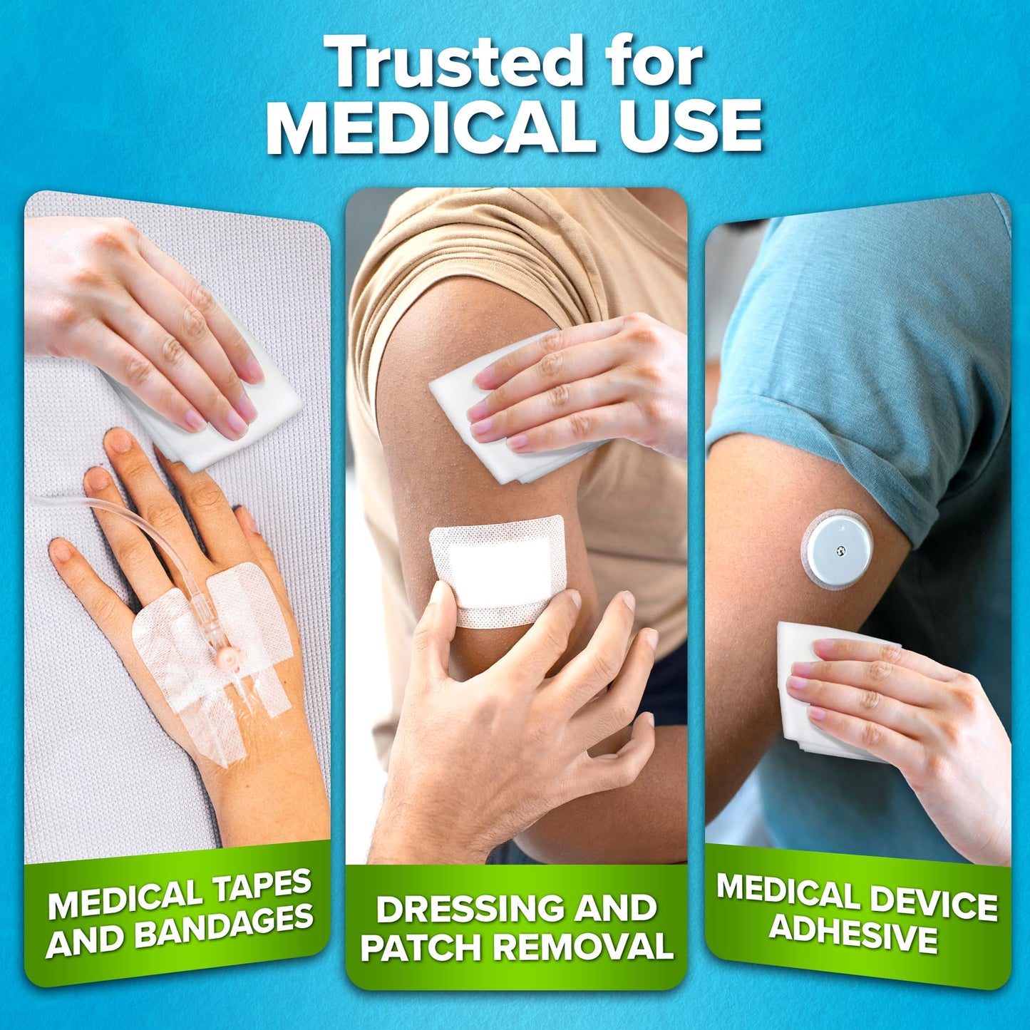 JJ CARE Adhesive Remover Wipes (Pack of 50) 2.2” x 2.56 Inches, Adhesive Remover for Skin, No Sting Medical Adhesive Remover, Ostomy Adhesive Remover for Sensitive Skin - Individually Packed