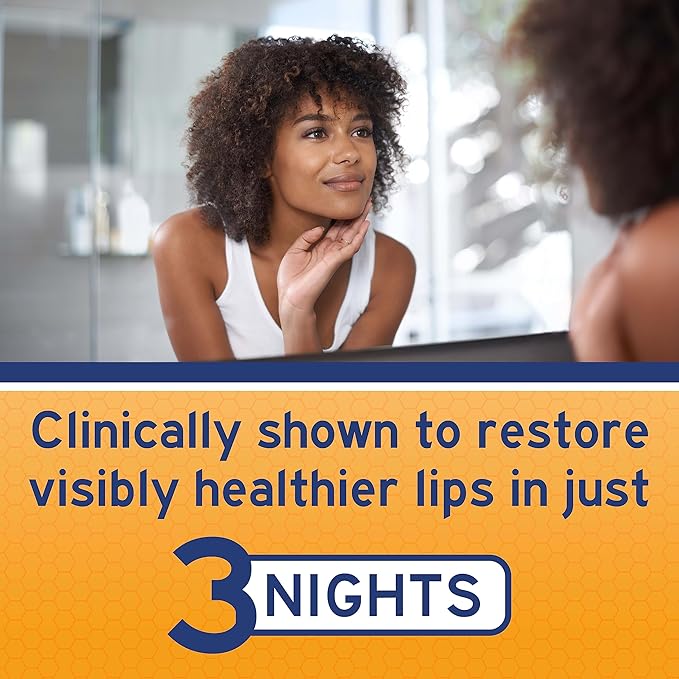Neosporin Lip Health Overnight Renewal Therapy White Petrolatum Lip Protectant/Moisturizer to Nourish & Repair Dry Lips, Helps Relieve, Prevent & Protect Chapped Lips, 0.27 oz, 2 Pack