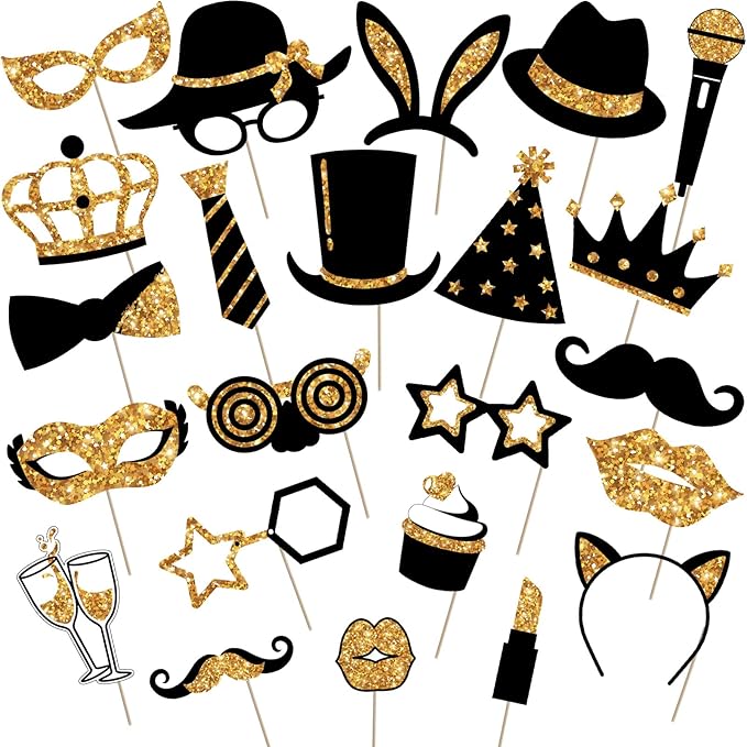 Zonon 24 Pcs Funny Photo Booth Props:Valentine's Day, Mardi Gras, Easter, Family Reunion, Class Reunion, Birthday, Wedding...