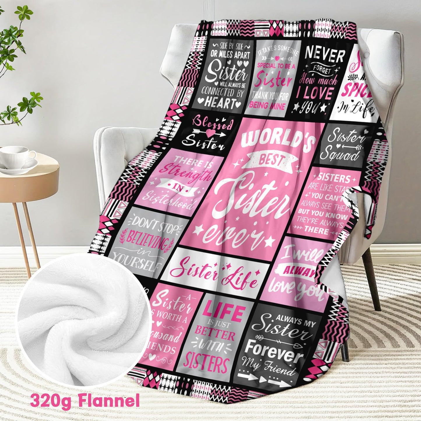 PVDSAVE Sister Birthday Gifts - Sisters Blankets Gifts from Sister - Christmas Valentines Mothers Day Birthday Graduation Present for Sis Adult - Big Sis Gift for Girl - Sisters Throw Blanket 50"x60"