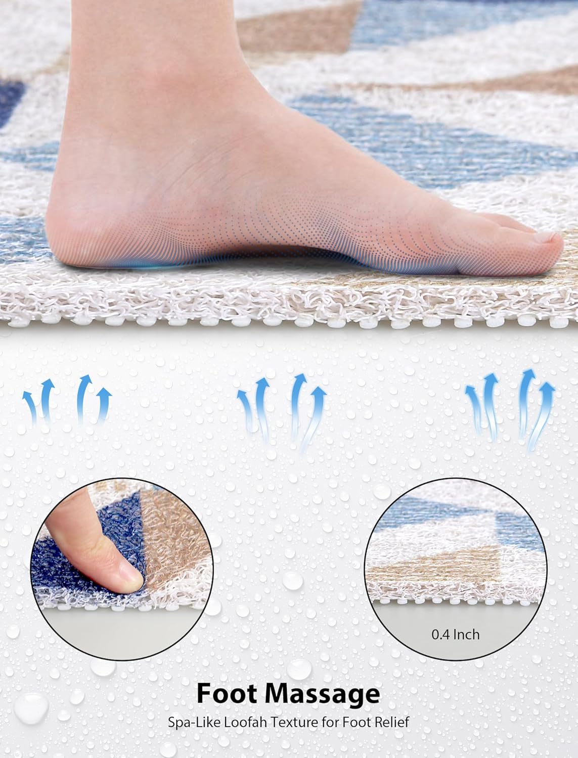 Square Shower Mat, Yonala 24 x 24 Inch Stylish Non Slip Shower Mats for Inside Shower, Soft Trimmable PVC Loofah Anti Slip Shower Mat, Fast Drying Shower Floor Mat for Bathroom, Home, Bath Tub