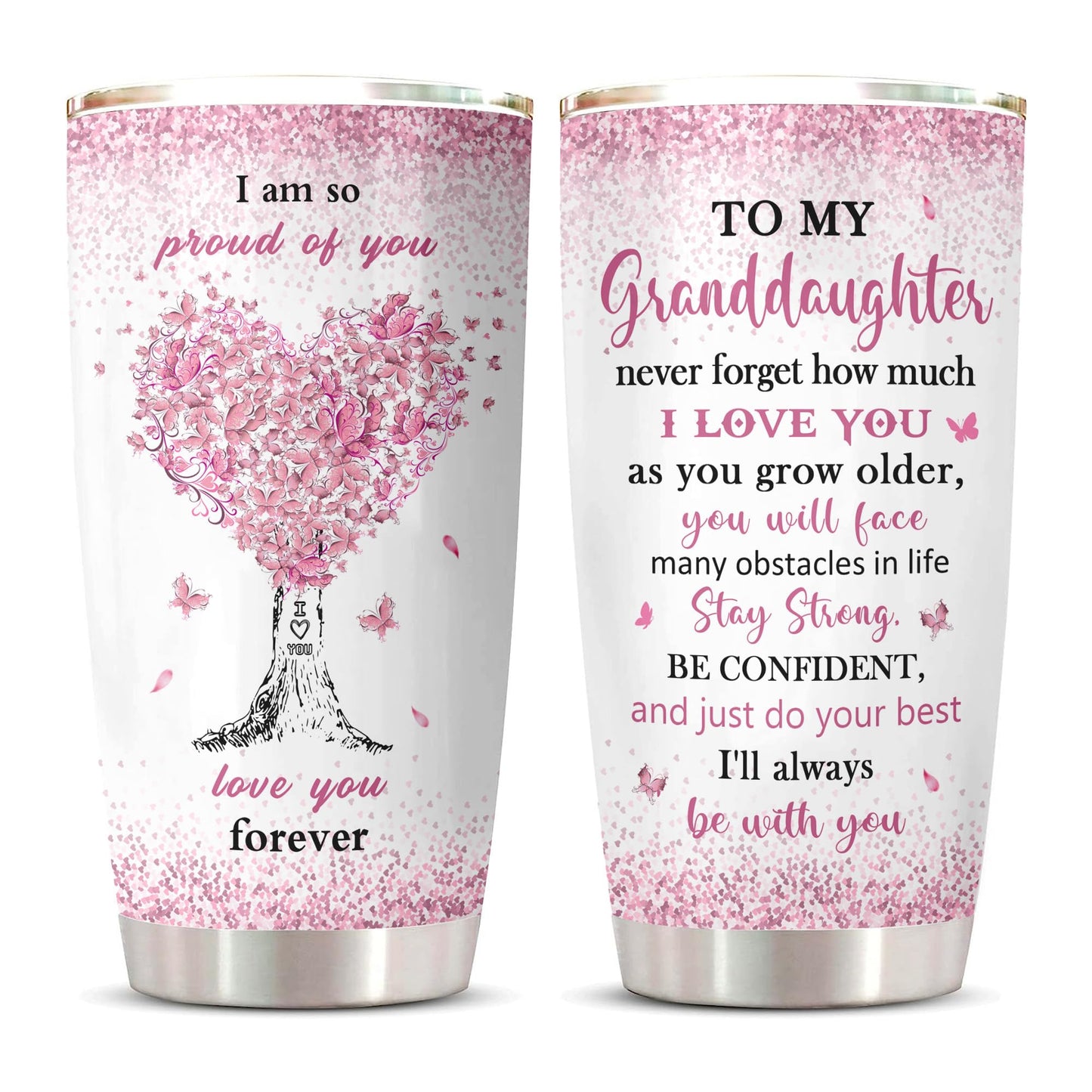 ZANIION Granddaughter Gifts Tumbler 20oz 1PC, Great Birthday Gifts For Granddaughter From Grandma Mug, Best Christmas Graduation Valentines Day Decoration Present For Grandchild Coffee Cup