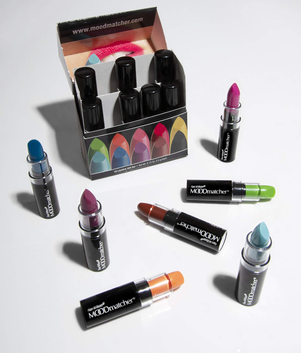 MOODmatcher Lipstick, 10PC Collection of the Original Color-Change Lipstick - Maskproof, 12 HOUR Long Wear, Enriched with Aloe &