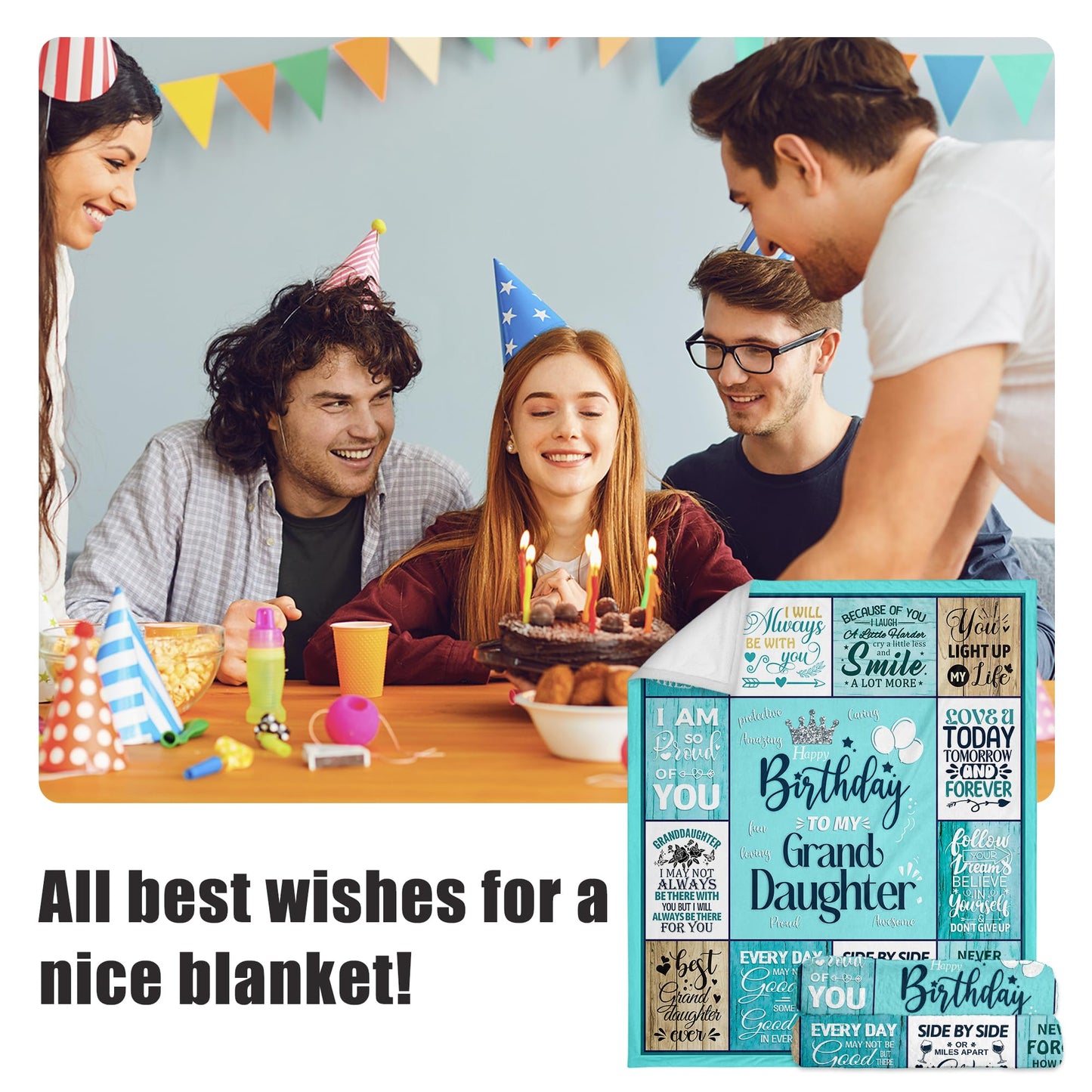 Keeinow Granddaughter Birthday Gifts, Granddaughter Birthday Gifts from Grandma Grandpa Grandparents, Happy Birthday Gifts for Granddaughter, to My Granddaughter Birthday Throw Blanket 60"x50"