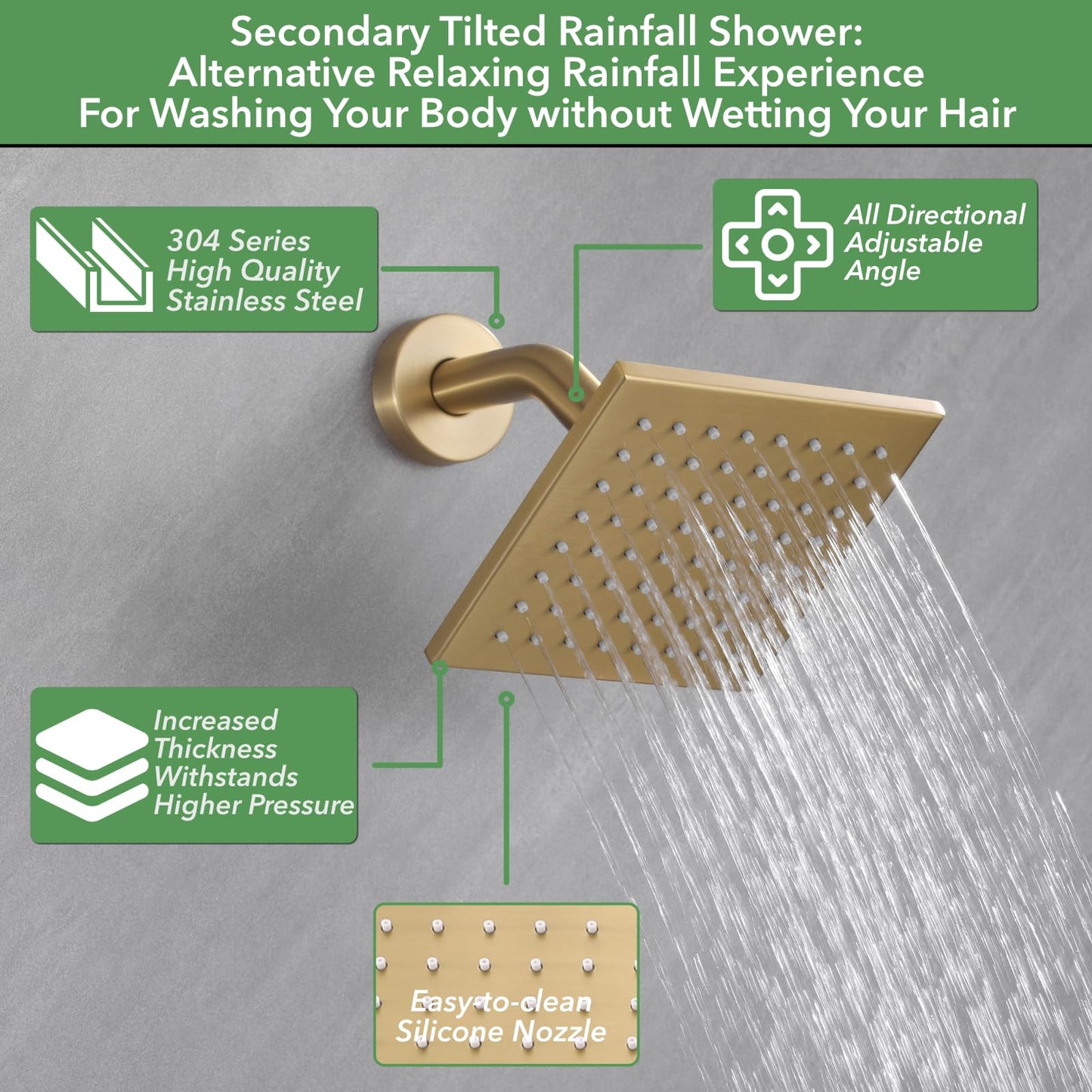 VANFOXLE Shower Faucet Set Brushed Gold Shower System, Push Button Diverter Shower Faucet with 2 in 1 Handheld, Wall Mount 10 Inch Shower Head Increased Thickness with 6 Inch Shower Head