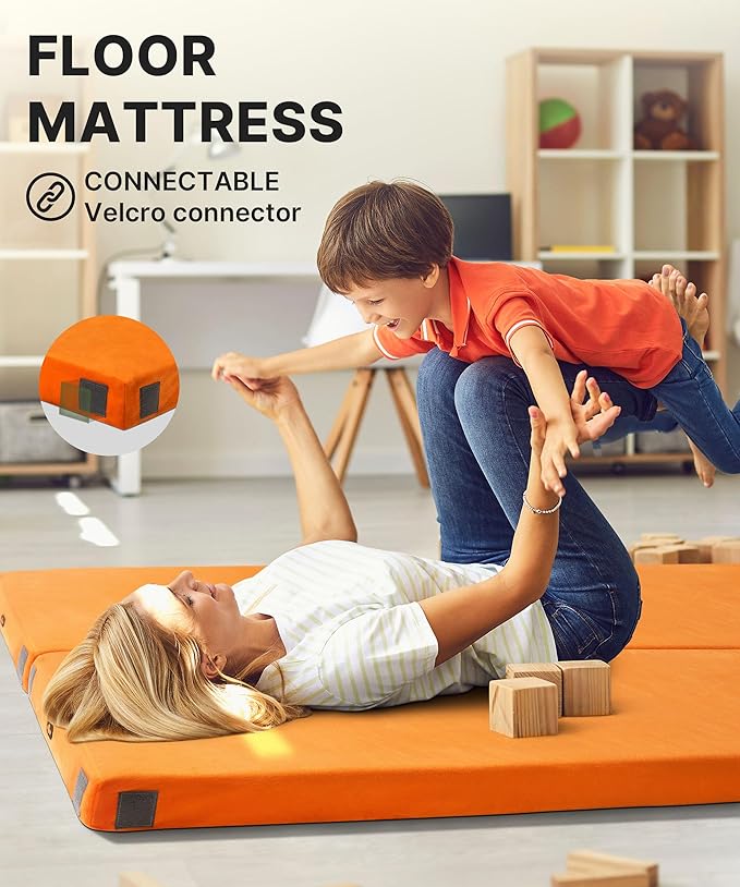 GAIALOOP 4 INCH Extra Thick Memory Foam Camping Mattress, 30D Foam Camp Pad for Car Tent Cot, Roll Up Mattress for Guests Sleepovers RV Truck Camper
