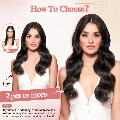 SEGO Pro One Pieces Clip in Hair Extensions Human Hair Upgraded V-Shaped 5 Clips in Hair Extensions Human Hair Long One Piece Hairpiece for Women,16 Inch,#4P27 Medium Brown mixed Dark Blonde,65g