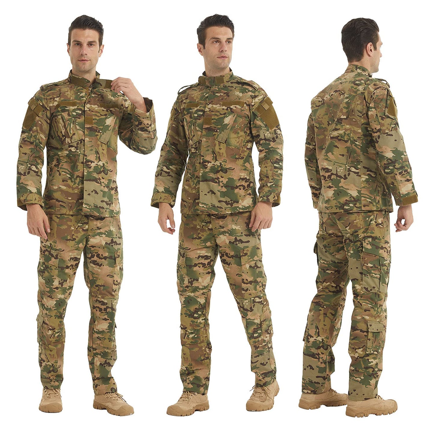 LANBAOSI Men's Tactical Jacket and Pants Military Hunting ACU Uniform 2PC Apparel Suit