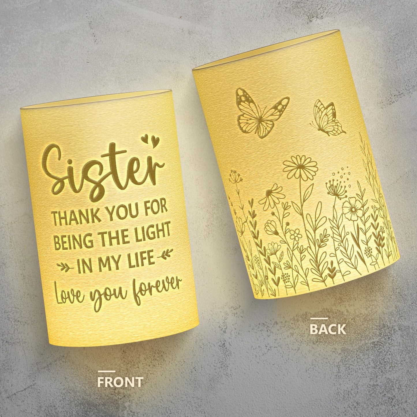 Afterprints Sister Gifts from Sisters, Unique 3D Printed Night Light, Sister Birthday Gifts, Presents for Sisters on Wedding, Graduation, Christmas, Table Lamp with Wooden Base