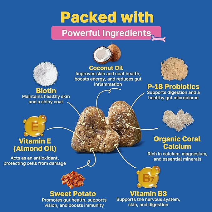 Happy Paws Skin and Coat Supplement for Dogs, Shedding & Dog Hair Growth Support for All Breeds & Ages, Made with Coconut Oil & Vitamin B12, Vegan Chicken Flavor, Organic, Non GMO, 200 Soft Chews