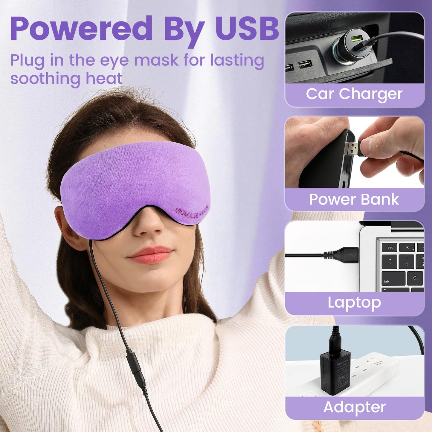 Aroma Season Heated Eye Mask, Warm Eye Compress for Dry Eyes MGD Stye Blephartitis Sinus Migraine, Graphene Heating Element with Natural Lavender Pack