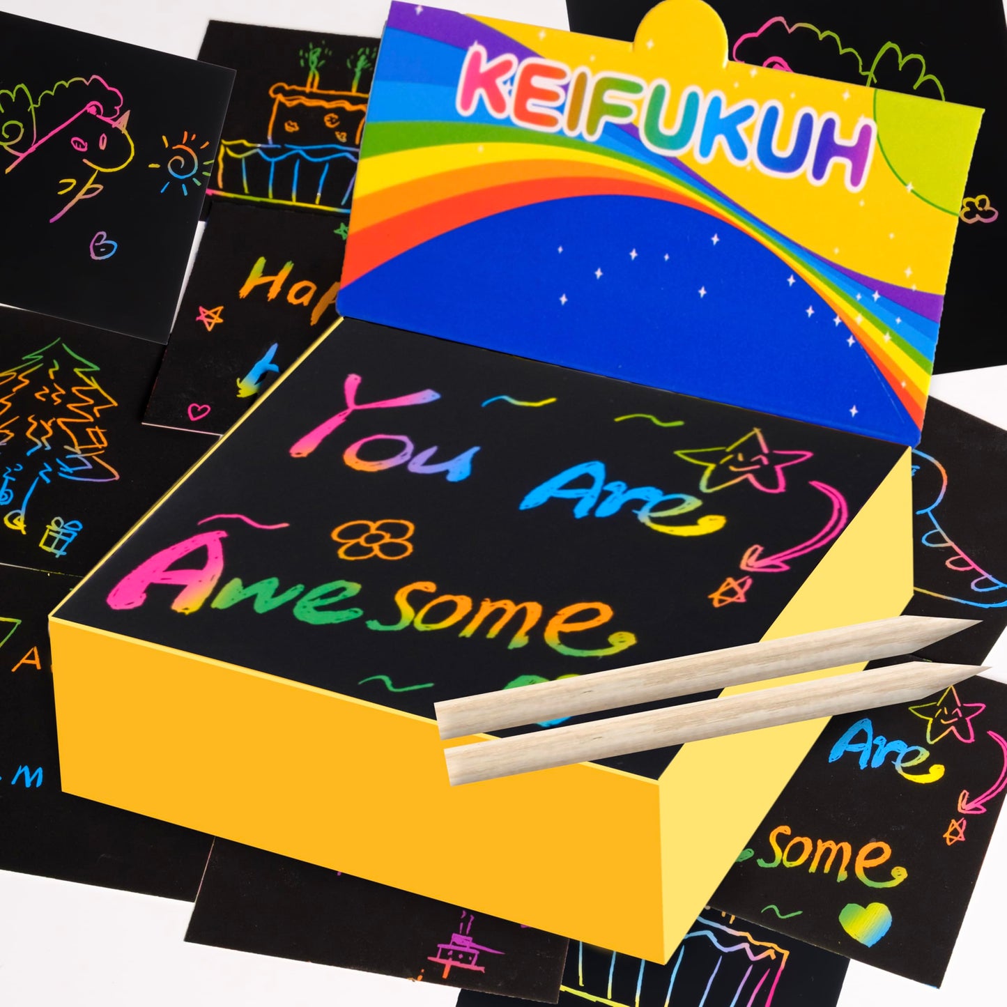 Scratch Paper Art Girls Gifts - Unique Birthday Gift for Girl, Party Bag Favors 4 + Year Old Kids Gift Idea for Christmas Stocking Stuffer Easter Secret Santa Back to School Graduation Present for Kid