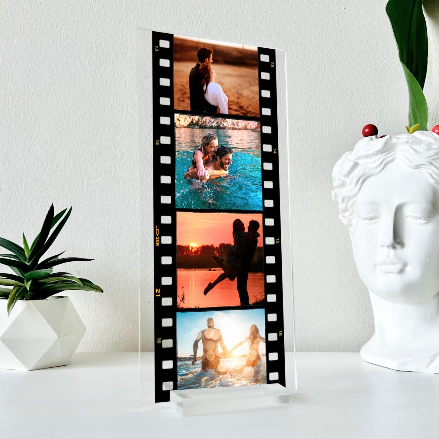 SAME DAY SHIP Retro Memory Film Photo Roll Plaque with Stand - Custom Photo Print Gift for Bestie Keepsake Gift for Anniversary Sister Gift Couples Gift Wife Gifts Christmas Gift New Year Gift