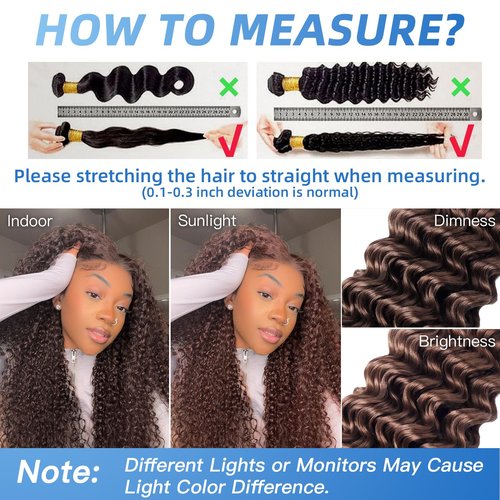Enaiiby Chocolate Brown Bundles Human Hair 10 12 14 Inch Brazilian Color 4 Deep Wave Bundles Human Hair Unprocessed Breezy Wave Virgin Hair for Black Women with Silky Texture & Quick Weave