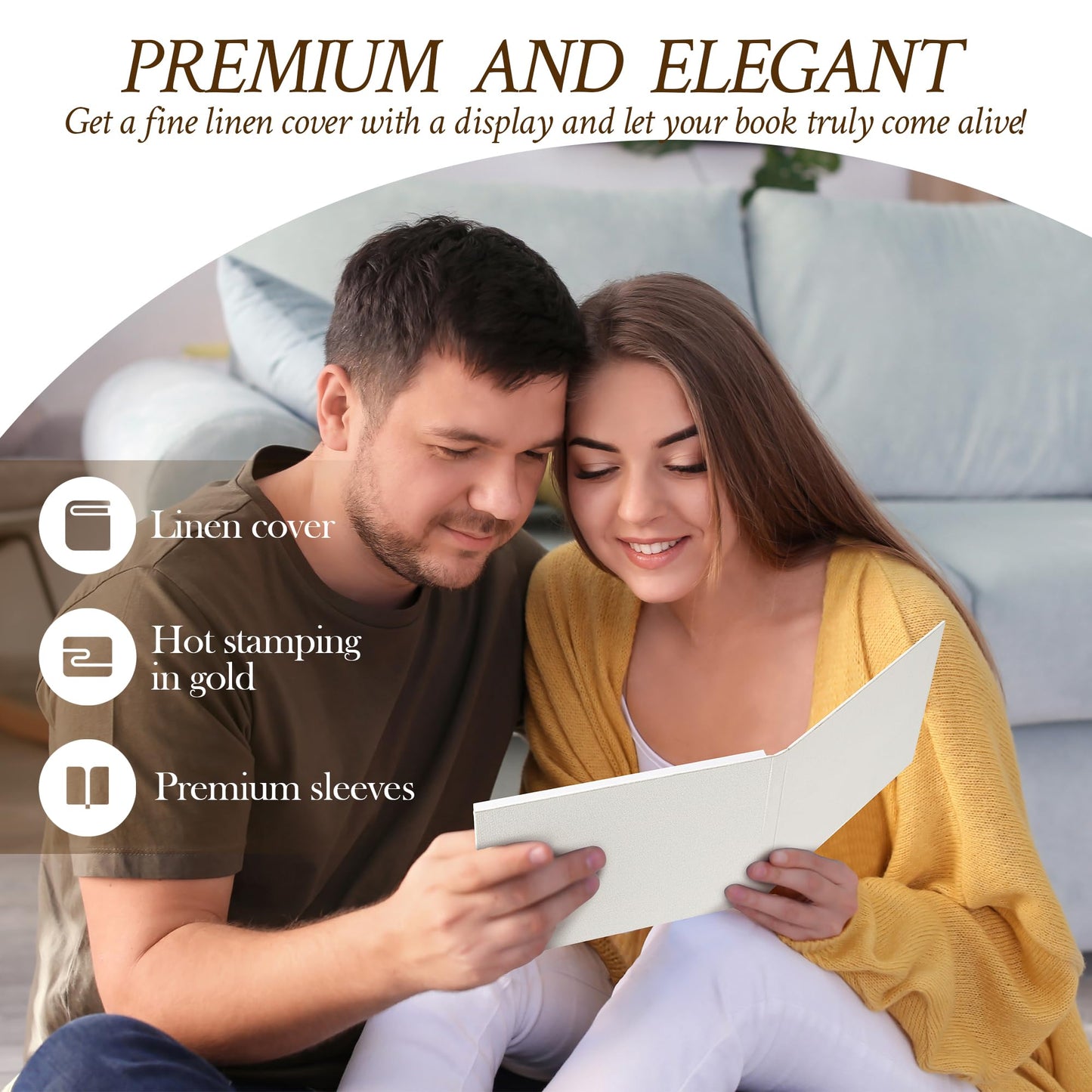 GXNI Luxury Linen Bound Video Book, 7" IPS Display, 4GB Memory, Rechargeable Battery, Up to 3 Hours HD Video Storage, Perfect for Weddings, Graduation Birthdays, Anniversaries, and More (Beige)