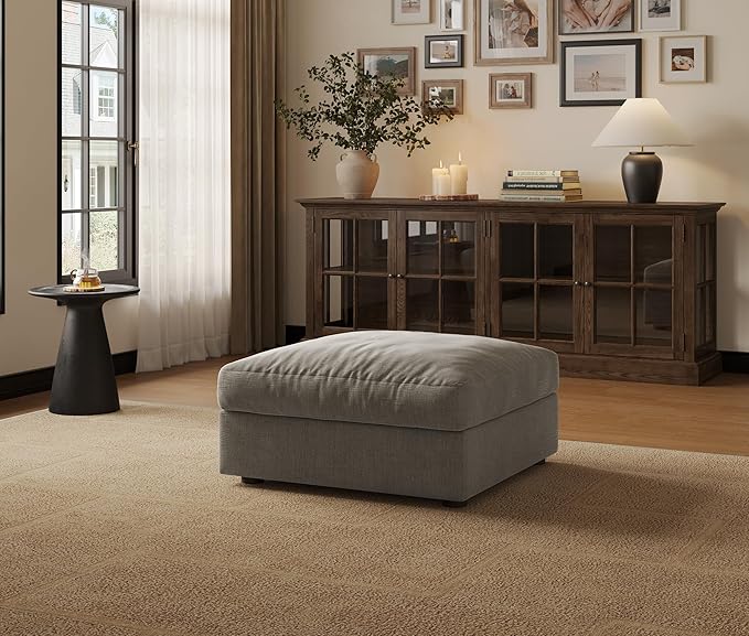 Cloud Modular Sectional Sofa Couch with Storage Ottoman, Oversized Sectional Couches for Living Room, Single Ottoman, Chenille, Light Gray