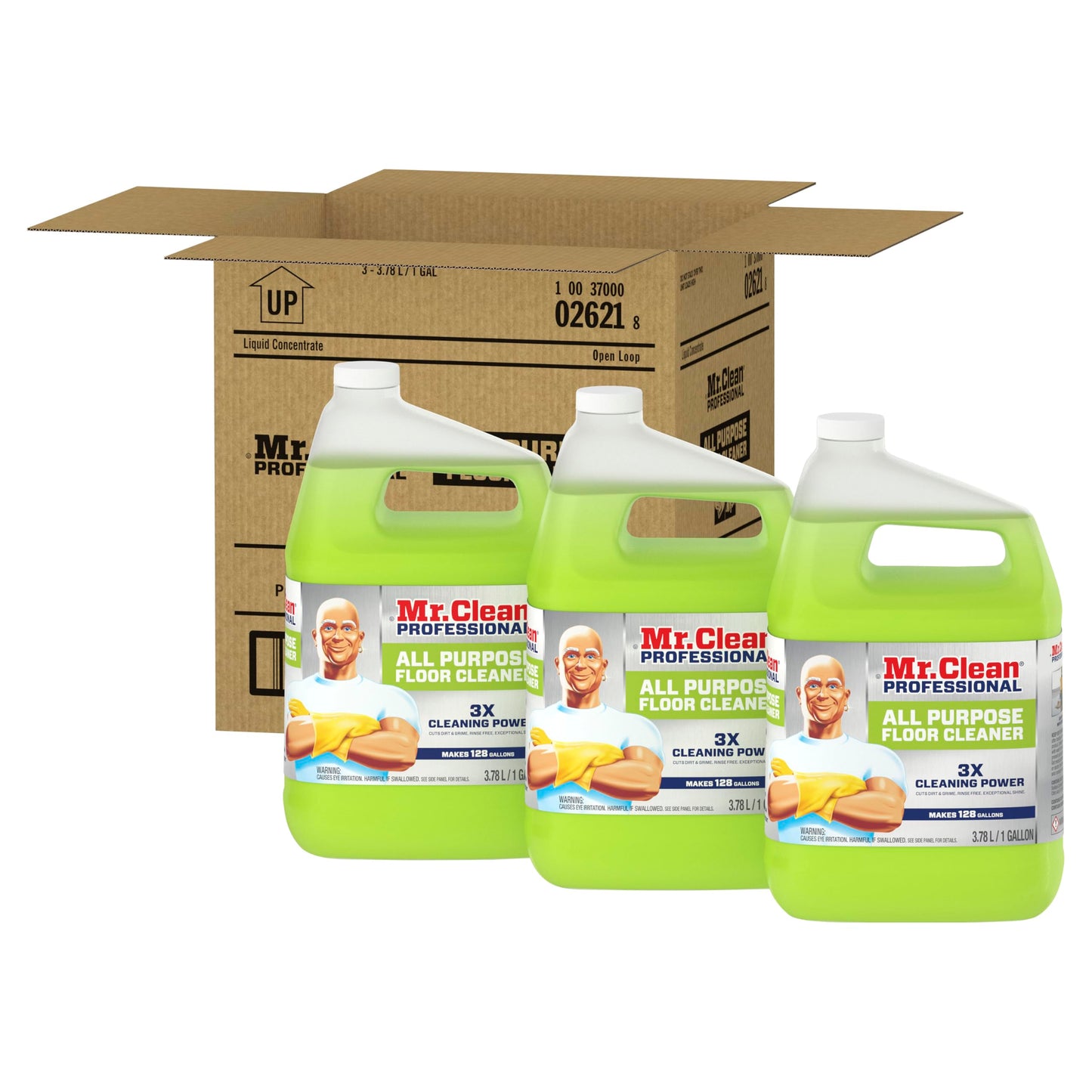 Mr. Clean Professional Bulk Liquid Concentrate Finished Floor Cleaner for Hardwood, Tile or Terrazo Floors, Commercial Use, 1 Gallon (Case of 3)