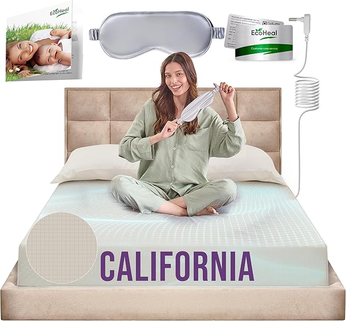Earth Grounding Sheets California Size with 12% Silver Fiber & 4% Silk & 84% Cotton - Beige - SGS Quality Certified Grounded Well Bed Sheet - Conductive Fitted Sheet for Better Sleep