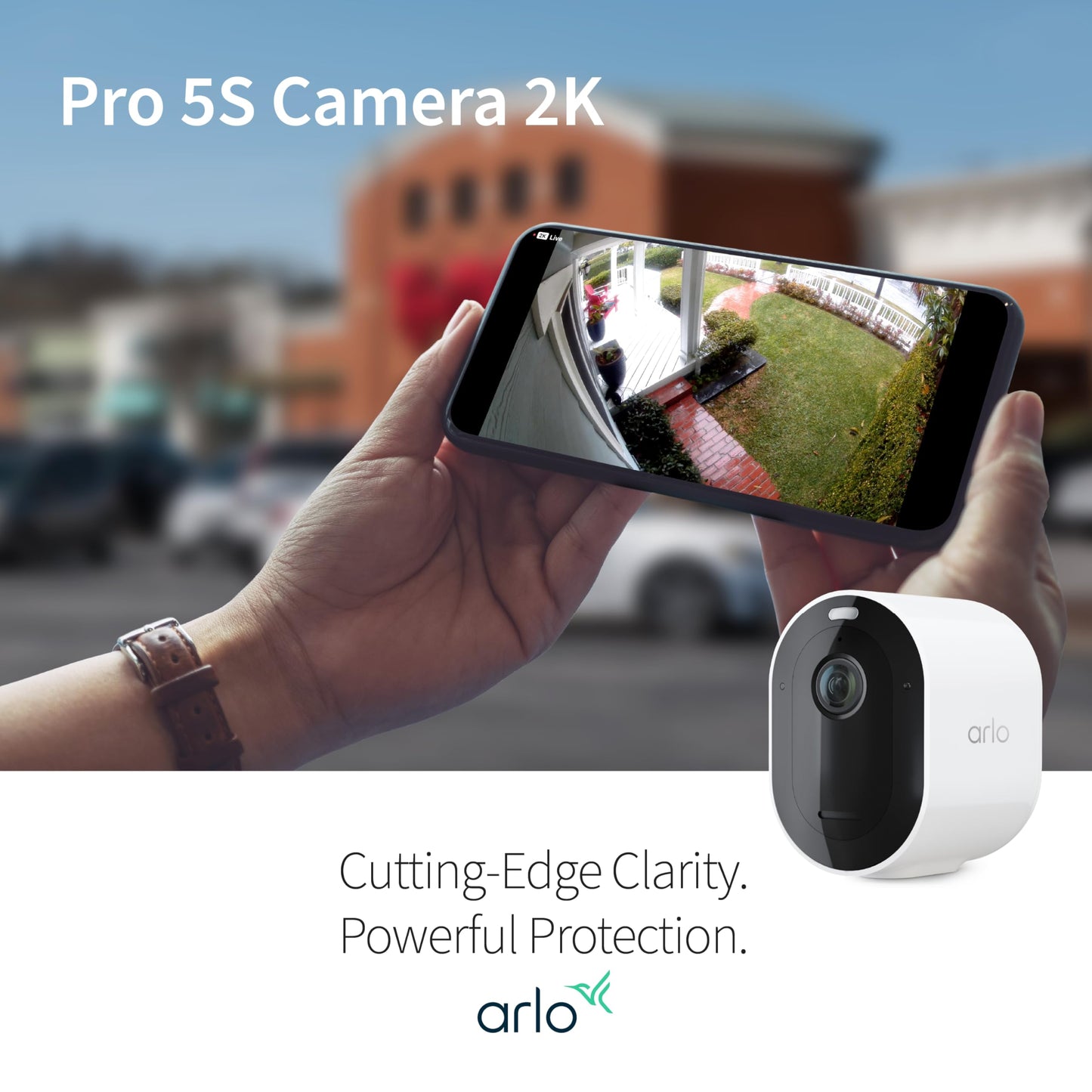 Arlo Pro 5S 2K HDR wireless outdoor security camera, color night vision, 160° FOV, rechargeable battery, weatherproof, 4-camera kit, white