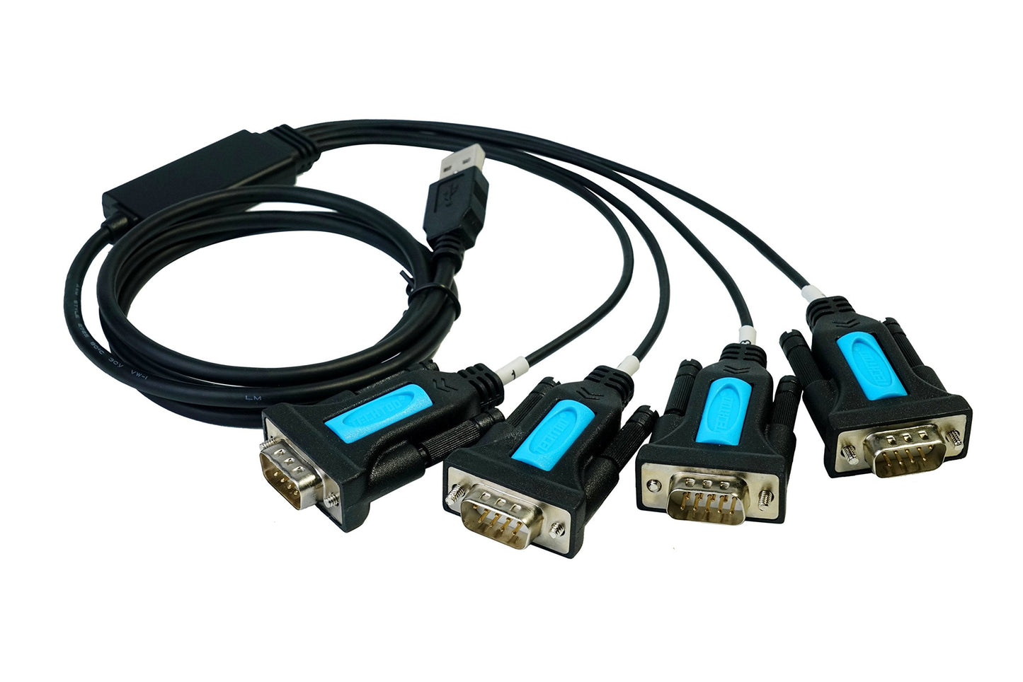 Techtoo 4 Port Professional Ftdi Chip Usb To Serial Rs232 Db9 Adapter Converter Serial Cable 9-Pin Male To Male With Thumbscrews
