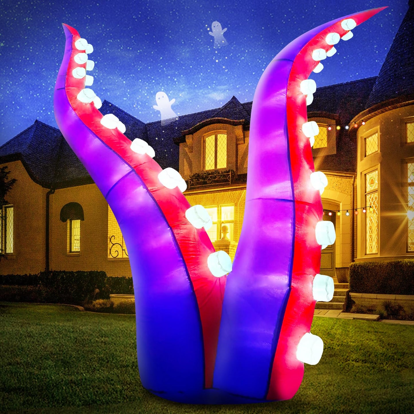 DomKom 6FT Halloween Inflatables Decorations Octopus Tentacles with 36 Built-in LED Lights, Blow Up Holiday Yard Decoration for Halloween Party Outdoor, Yard, Garden, Lawn Décor