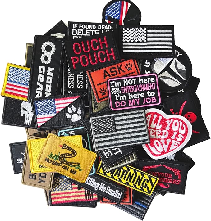 Harsgs 20 Pieces Random Tactical Morale Patch Bundle, Full Embroidery Loop and Hook Patches Set for Caps, Bags, Backpacks,...