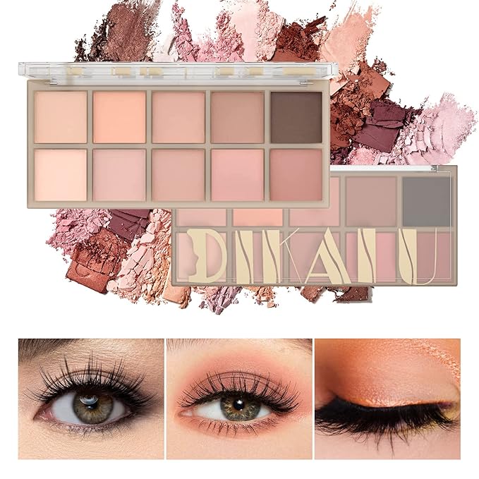 10 Colors Eyeshadow Palette - Light Beige Nude Pink Ivory Naked Eye Shadow Makeup,High Pigmented, Naturing-Looking, Neutral Smokey, Long Lasting High Pigment Matte Eyeshadow for Older Women (Milk Tea)