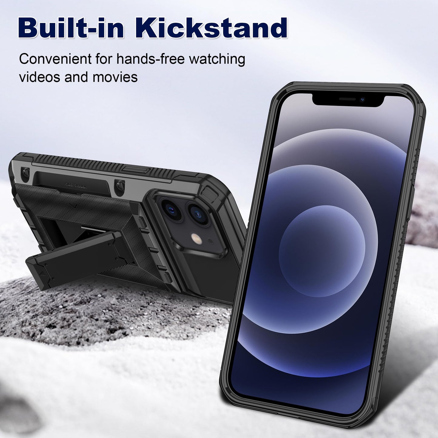 Samonpow For Iphone 12/12 Pro Case Wallet With Card Holder [4 Cards] & Stand & Military-Grade Protection Heavy Duty Shockproof H
